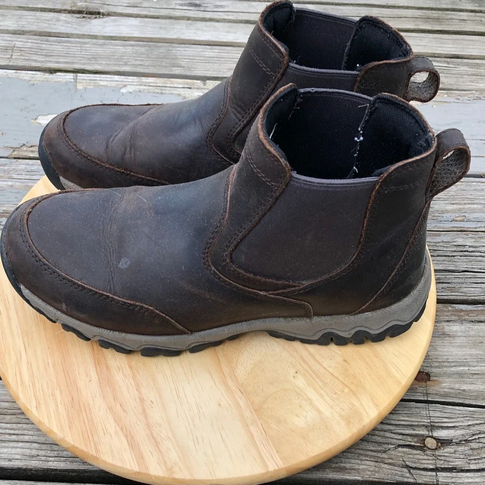 Duluth Trading Co Wild Boar Leather Pull On Hiking Boots Mens 9 M Brown Chelsea